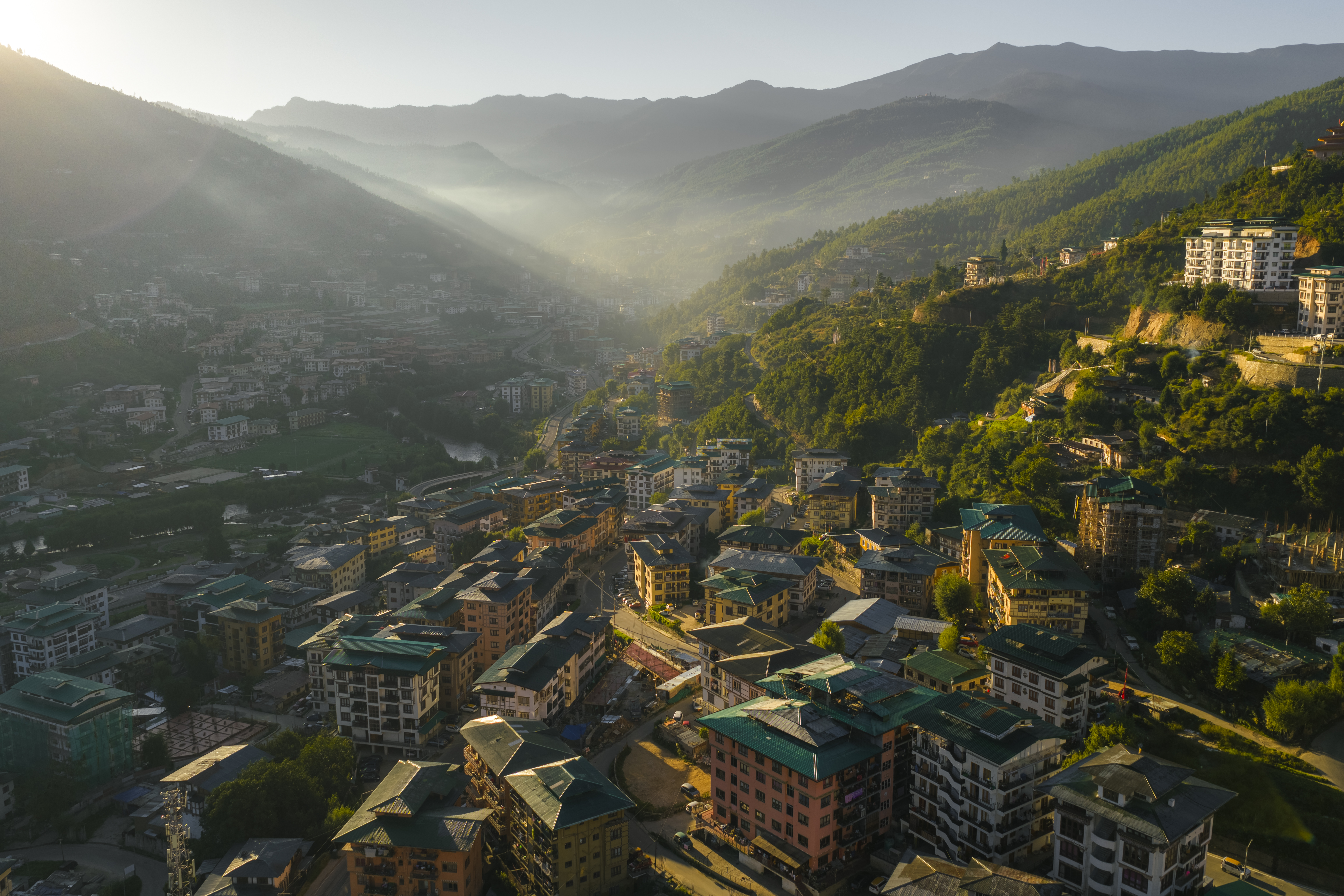 Bhutan mountains, valleys, and forest landscape